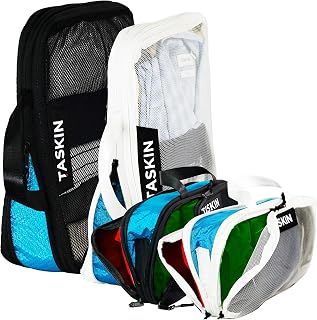 Taskin Compression Packing Cubes | Separate Clean & Dirty Compartments w/Flexible Separator | YKK Zippers | Set of 4 (2L + 2M)