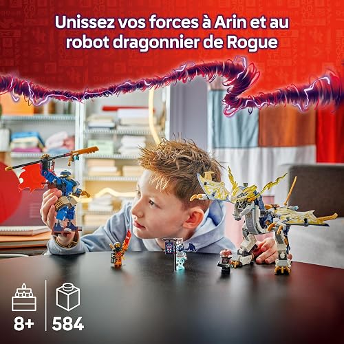 LEGO NINJAGO Le Robot Dragonnier De Rogue - Jouet Ninja Avec Figurines De Dragon & Robot - 4 Minifigurines Dont Lloyd & Arin - Lame De Révélation - Cadeau Pour Garçon 8 Ans & Fans De La Série TV 71843 - 2