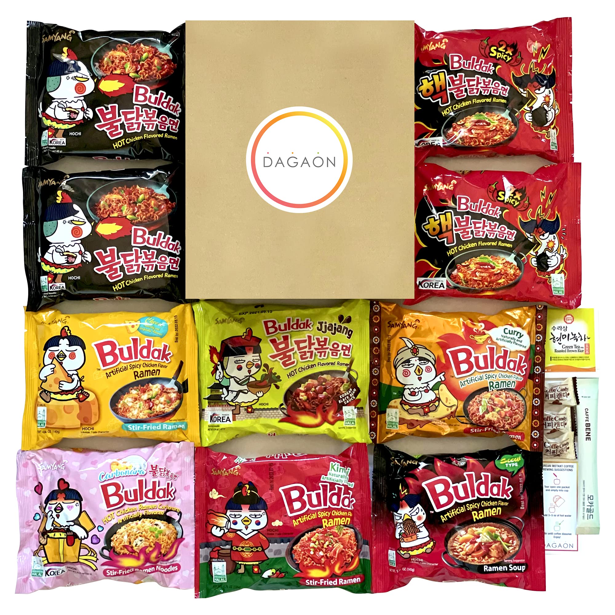 Dagaon Spicy Chicken Ramen Samyang Buldak Noodle Variety Pack 10 Combo Packs of 8 Different