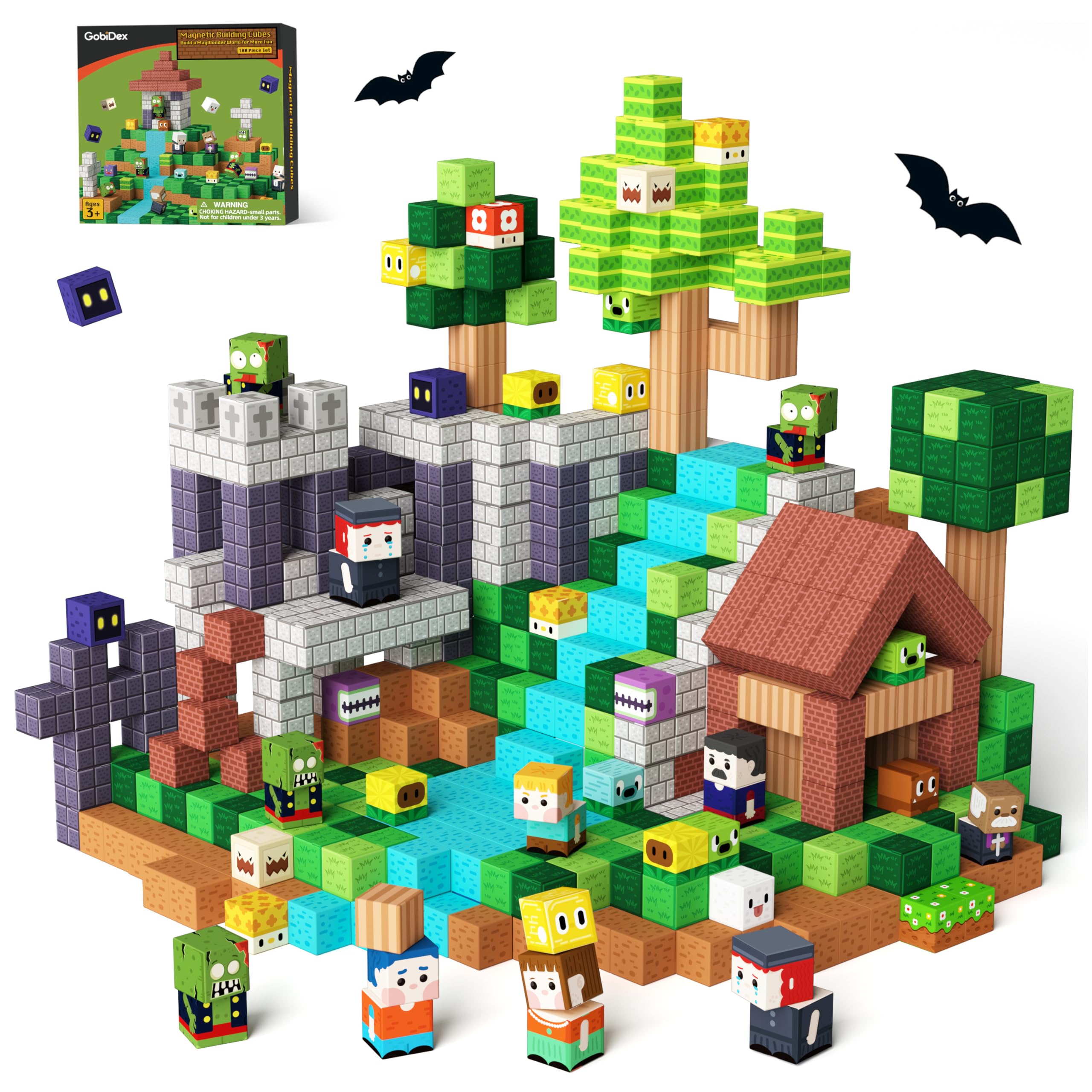 GobiDex Blocchi di Costruzioni Magnetiche per Bambini 100 Pzi, Blocks di Zomblock, Giocattoli Educativi per bambini, Regalo per Bambini e Bambine dai 3-10 Anni