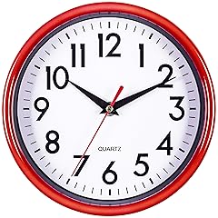 Bernhard Products Red Wall Clock 8 " Retro Kitchen Silent Non Ticking Quality Quartz Battery review