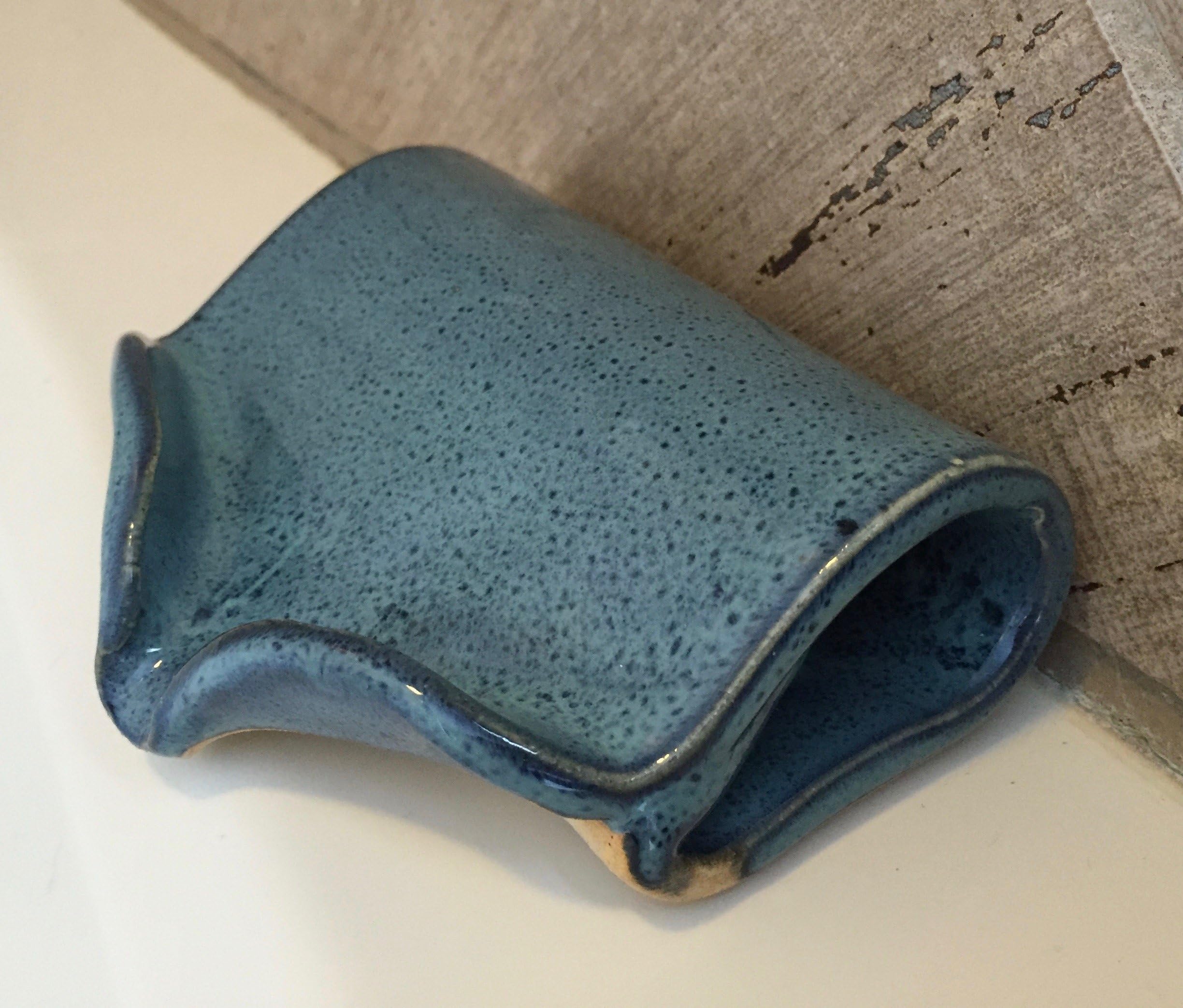 Ceramic Self Draining Soap Dish in Peacock Blue FREE SHIPPING