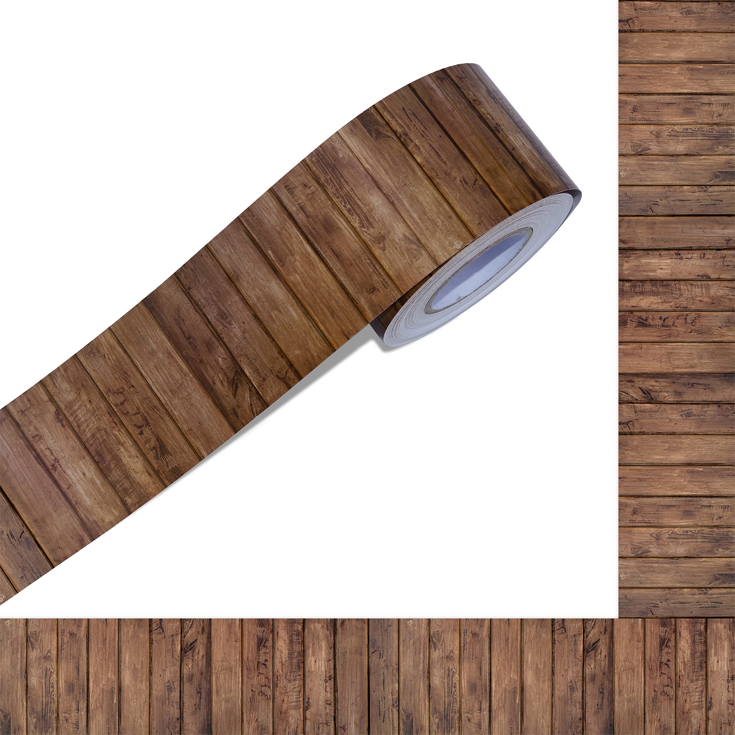 60 Feet Bulletin Board Borders, Wooden Pattern Straight Rolled Border Trim Dark Wood Board Border Decoration for School, Classroom & Offices