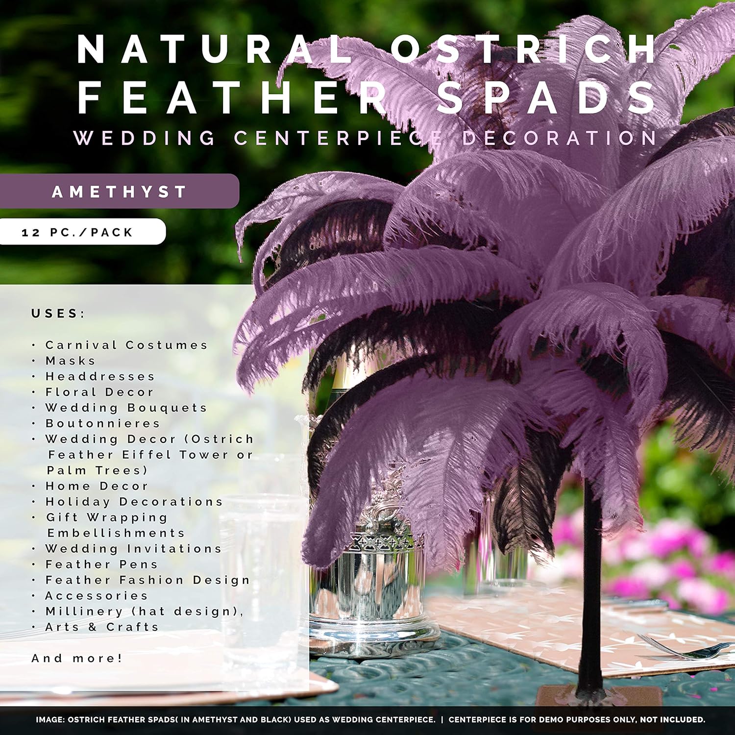 Zucker Feather Products Natural Amethyst Ostrich Feather Spads Wedding Centerpiece Decoration 12pc, 18-24"