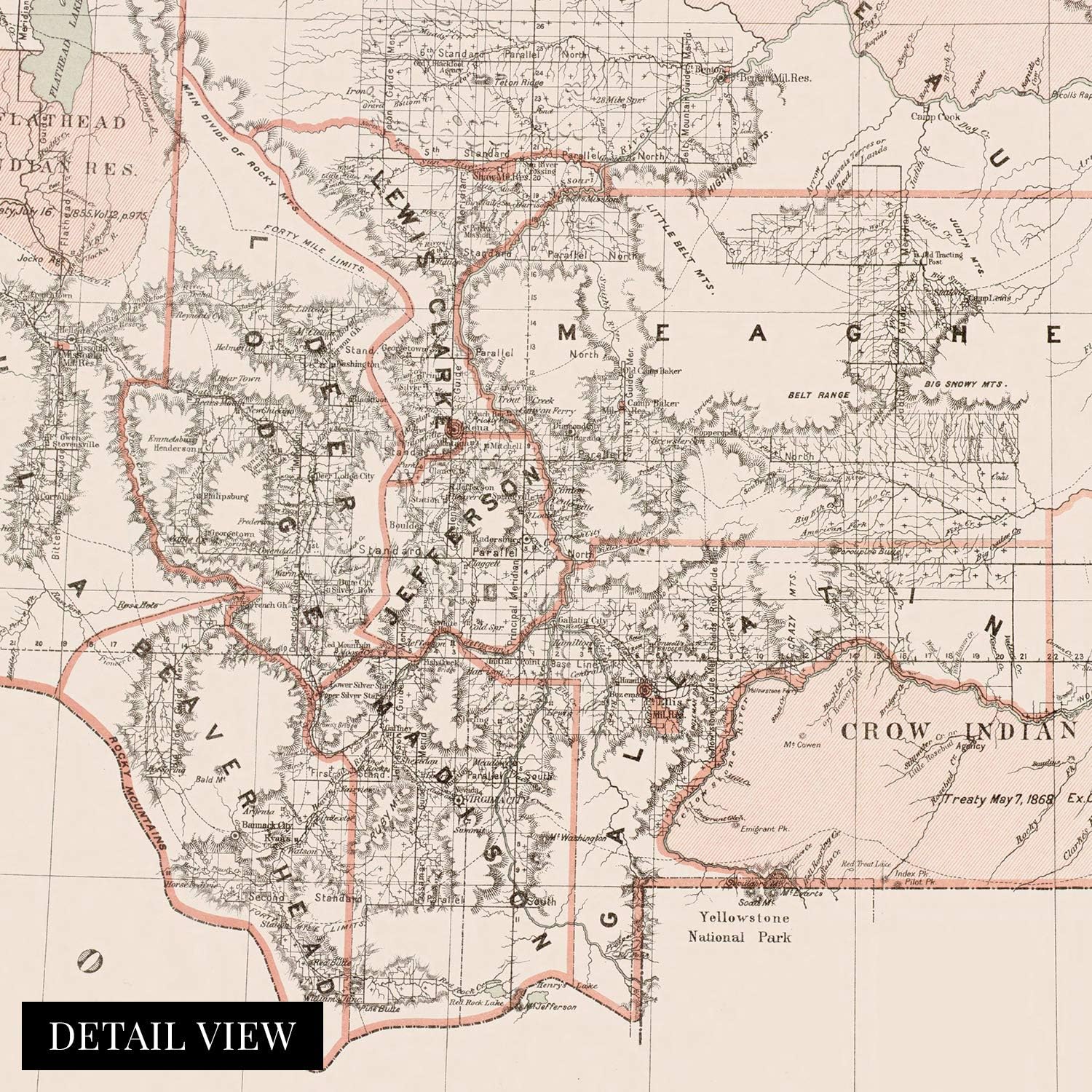 HISTORIX Vintage 1879 Montana State Map - 18x24 Inch Vintage Map of Montana Wall Art - Old Montana Map Wall Art - Montana Wall Map - Historic Territory Map of Montana Poster -