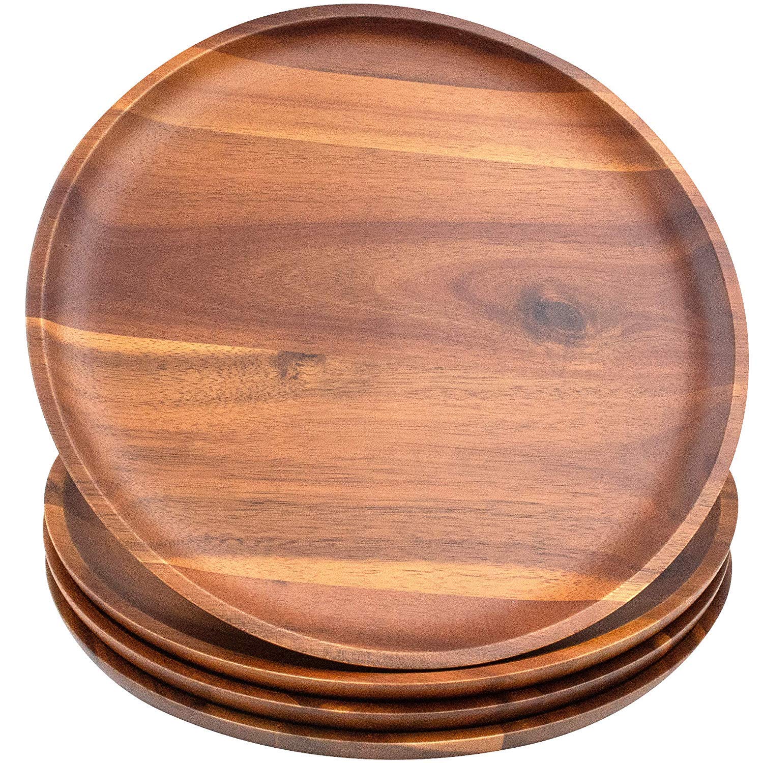 Whitewhale Salatschüssel-Set aus Bambus, 4 Stück, ideal zum Servieren von Salat, Pasta, Suppe und Obst. Schalen sehen absolut schön aus in Ihrer Küche. Standard Charger Plates