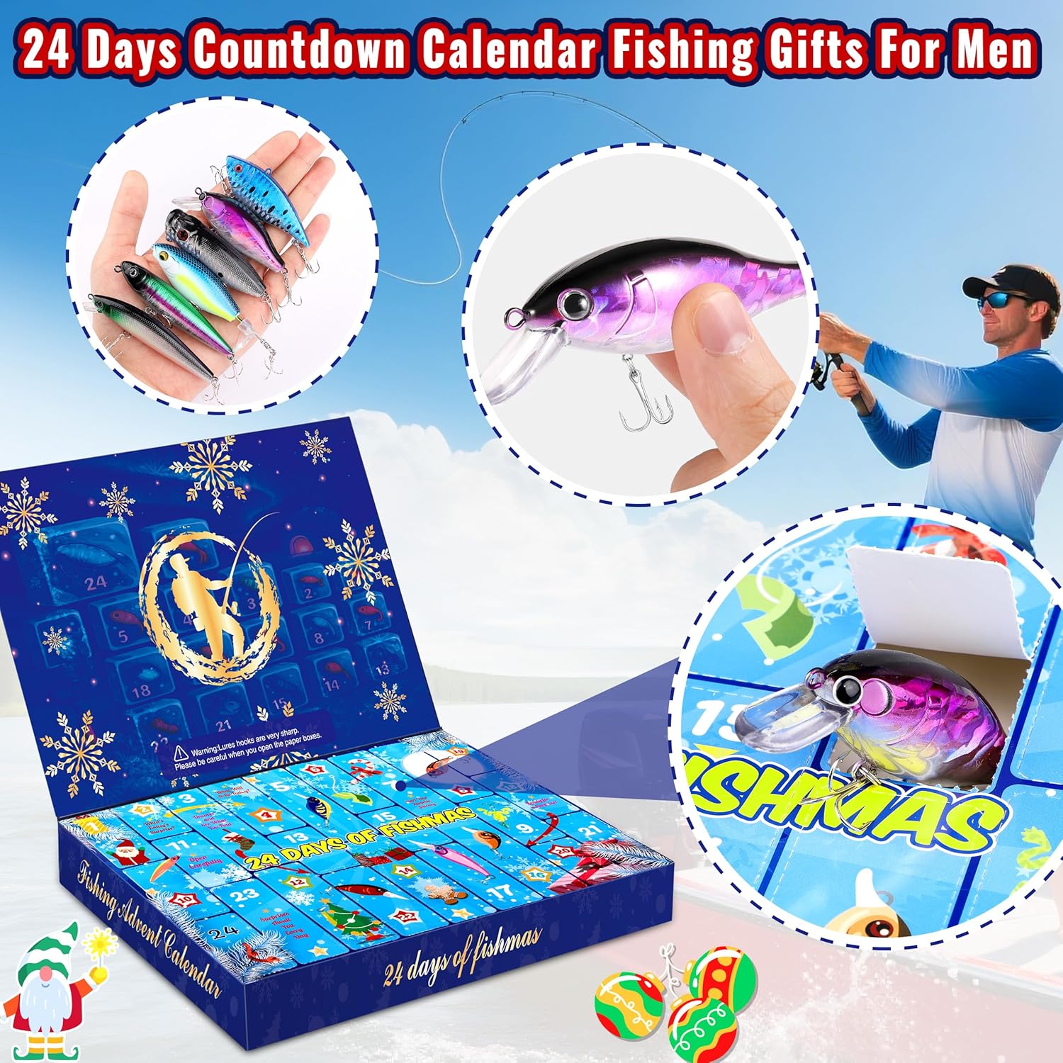 Advent Calendar 2025 Adult Fishing Advent Calendar Fishing Gifts For Men Teens Boys 24 Days Christmas Countdown Calendar Fishing Tackle Lures Gifts For Men - Image 4