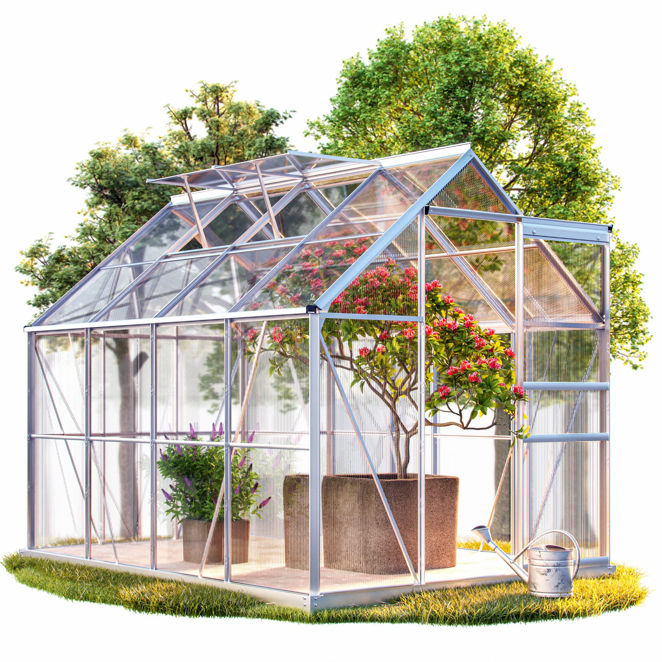 Gardebruk Invernadero de Jardín 4,75m² Vivero Caseta Plantas 250x190x195cm Cultivos Ventanas Policarbonato