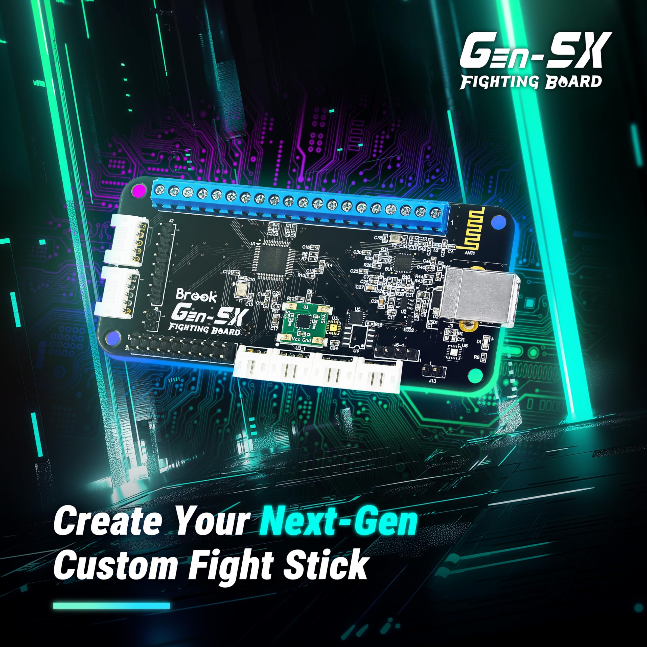 Brook Gaming Gen5X Fighting Board with Sticker - Ultimate Multi-Platform Supports PS5, XB Series, XS, Switch and PC - Lightning-Fast Response Times for Fighting Gaming ?Exclusive Version?