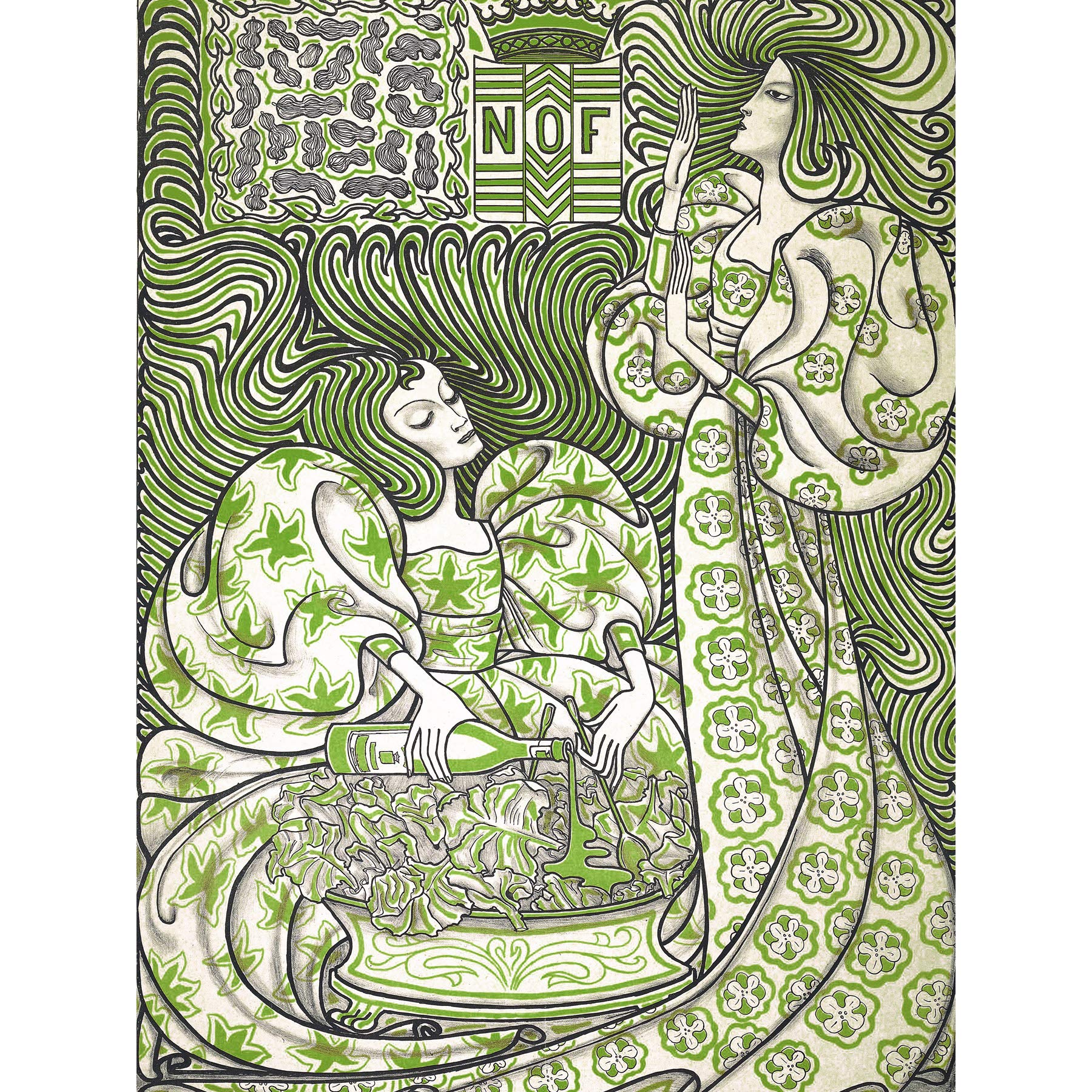 Wee Blue Coo Toorop Delft Salad Advert Premium Wall Art Canvas Print 18X24 Inch