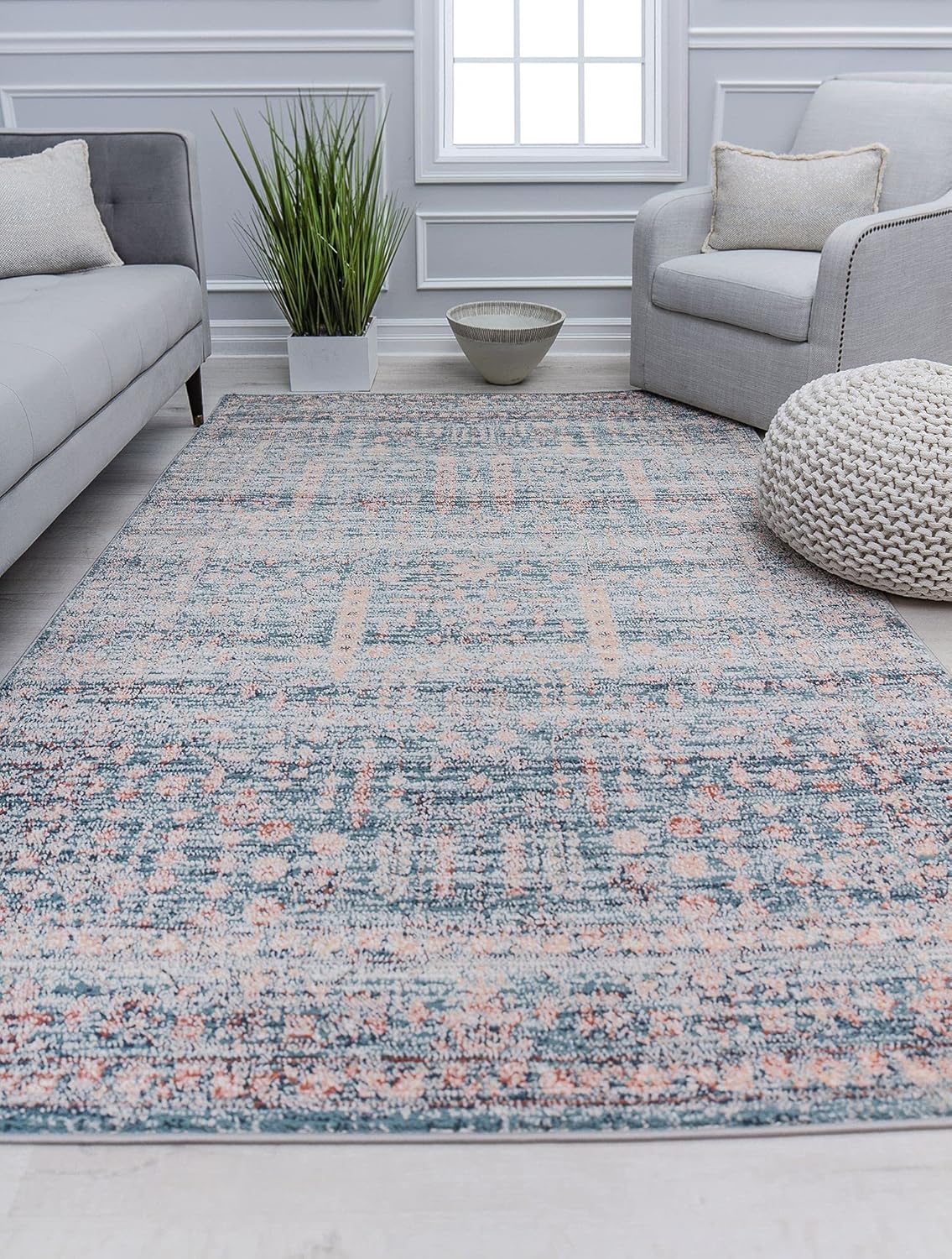 Rugs America Claire CL90A Dark Harbor Transitional Vintage 2x4 Area Rug, 2'6" x 4'