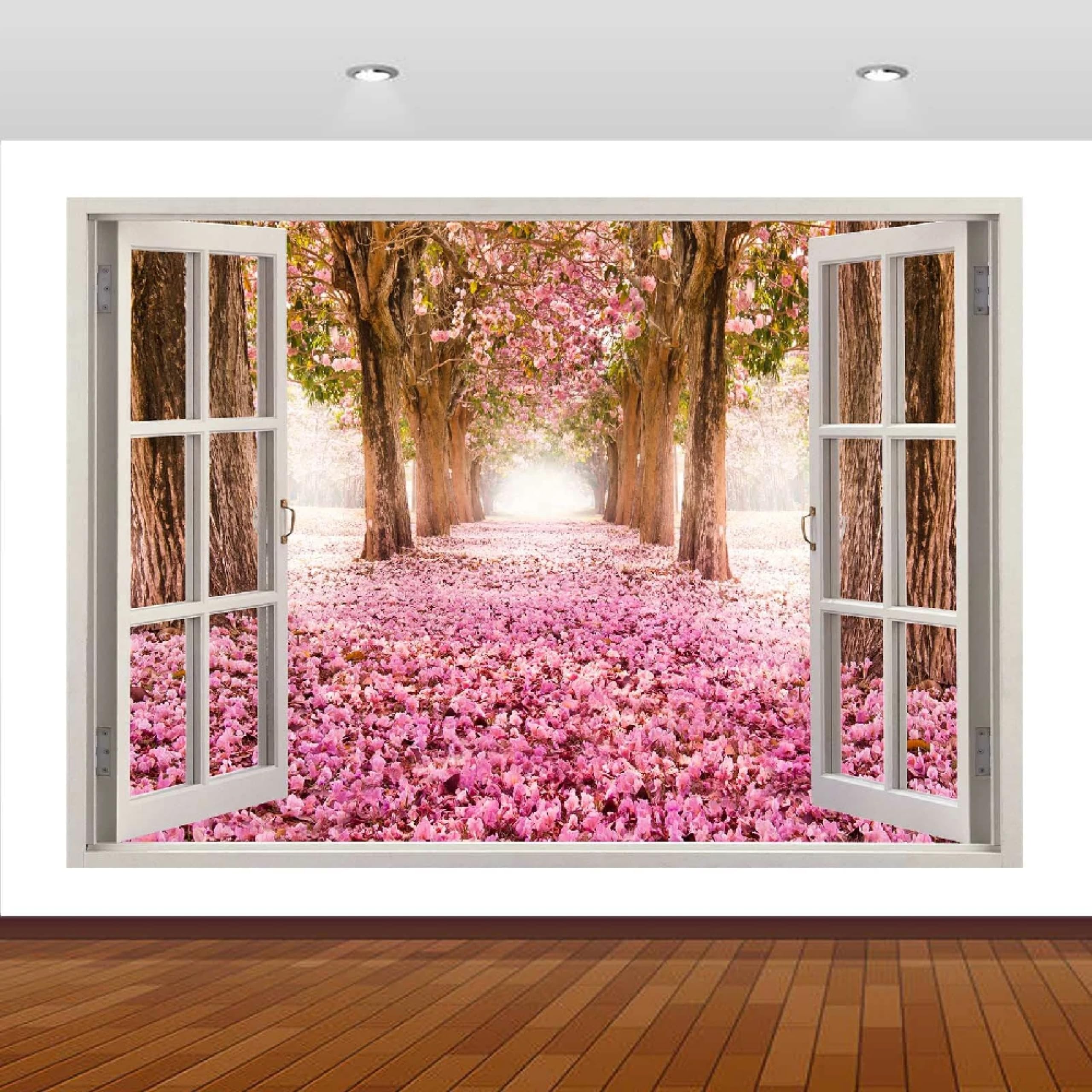 Wandtattoo 3D Durchbruch Wandaufkleber für Kinderzimmer Wandtattoos für Wohnzimmer Baumblumenlandschaft Wandsticker Wandbild Junge Mädchen Schlafzimmer 58x101cm