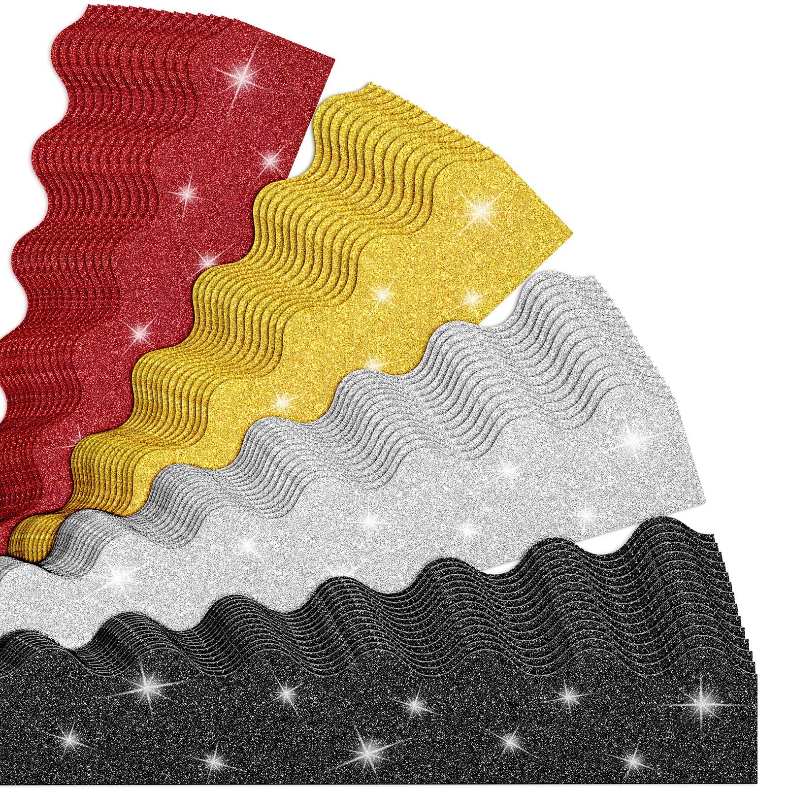 Buy 120 Pcs 130 Feet Glitter Bulletin Board Border Scalloped Border