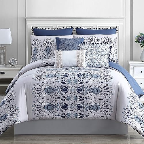 Miniatura 2 de Modern Threads Kira - Juego de edredón adornado de 8 piezas, tamaño Queen