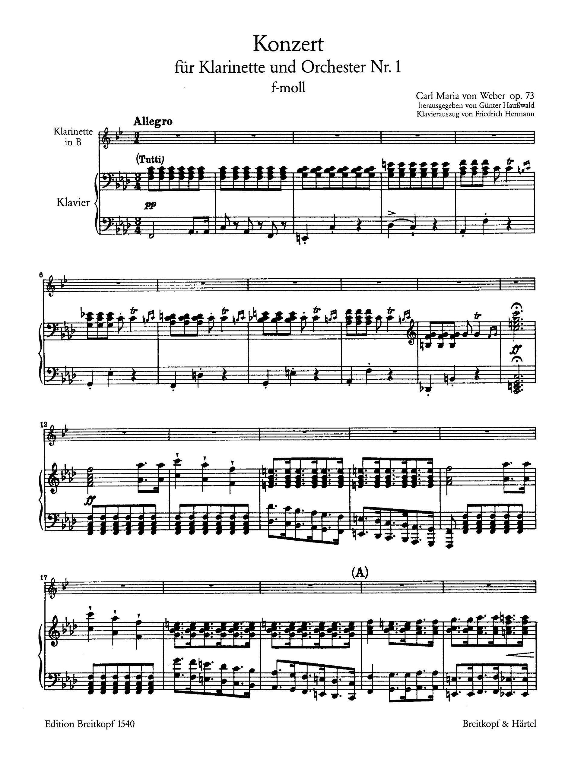 ウェーバー : 協奏曲 第一番 へ短調 作品73 コンチェルト (クラリネット、ピアノ) ブライトコプフ出版 Amazon | ウェーバー : 協奏曲 第一番 へ短調 作品73 コンチェルト