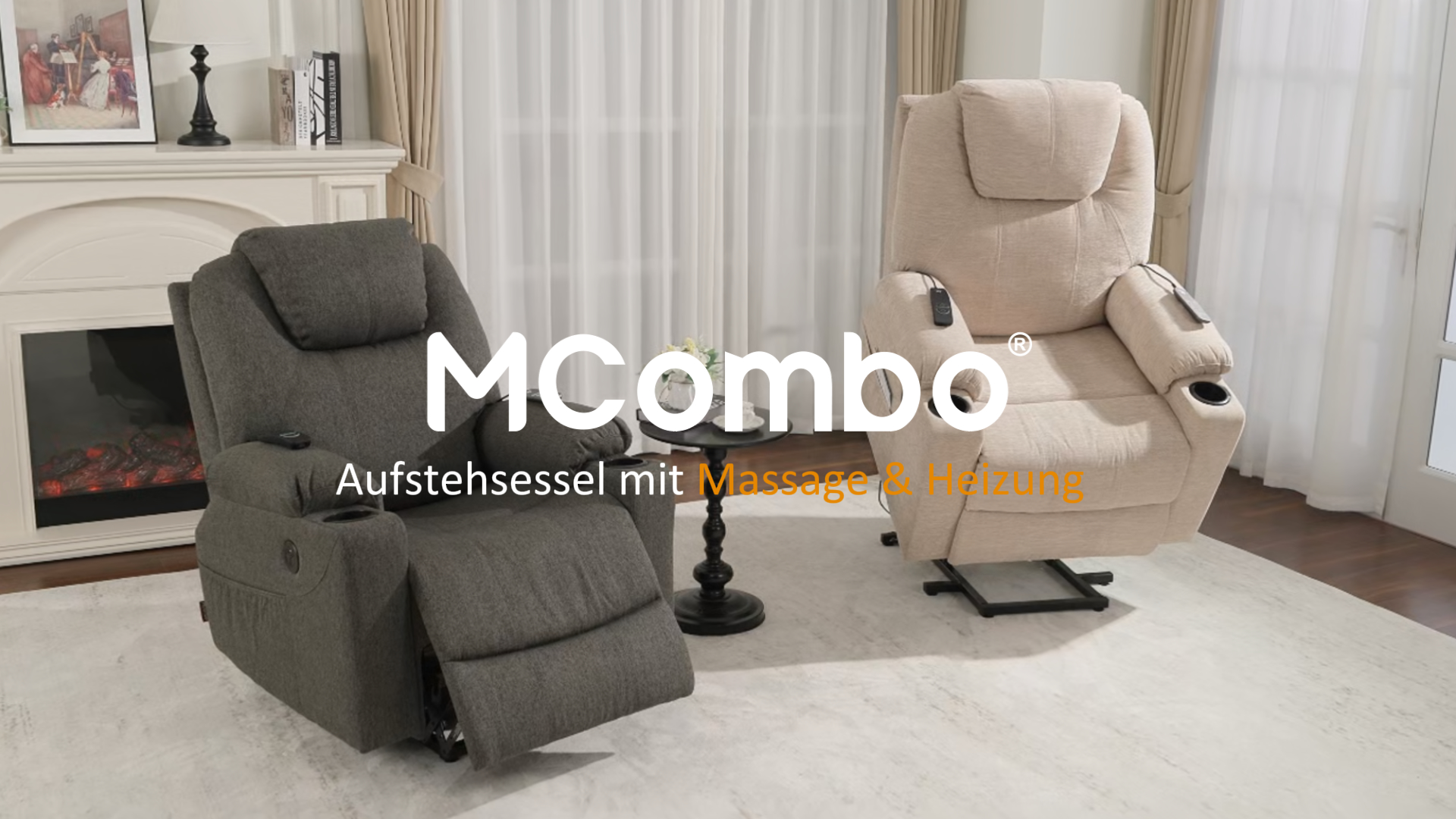 Fauteuil Télévision Releveur Électrique MCombo Avec Massage, Chaleur Et Chaise Longue - Confort Senior