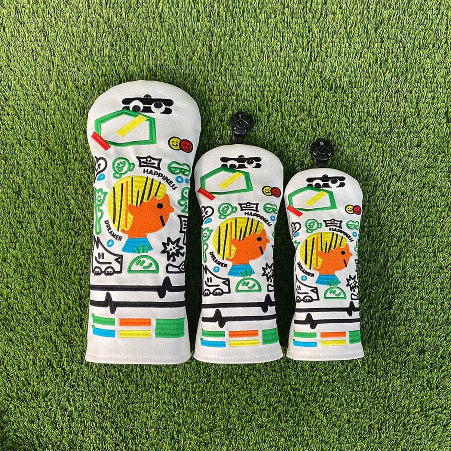 Hansber Premium Golf Head Cover Embroidered Art Protector Universal Fit 1 3 5 UT Shaft