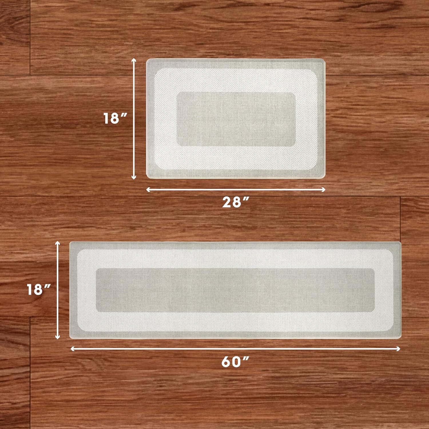 Chef Gear Hettie Anti Fatigue Cushioned 2pc Set Kitchen Mat 18"x60" & 18"x28" Beige