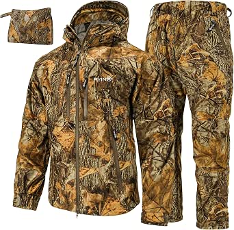 AYIN Waterproof Camo Hunting Rain Suit - Silent, Breathable, Windproof All-Weather Outdoor Gear for Men