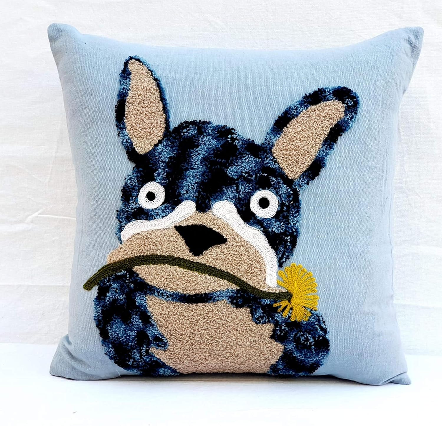 Traditional Jaipur Indian Decorative Embroidered Handmade Suzani Designed Sofa Cushion Cover with Cotton Pom Poms Gift for Him (5)