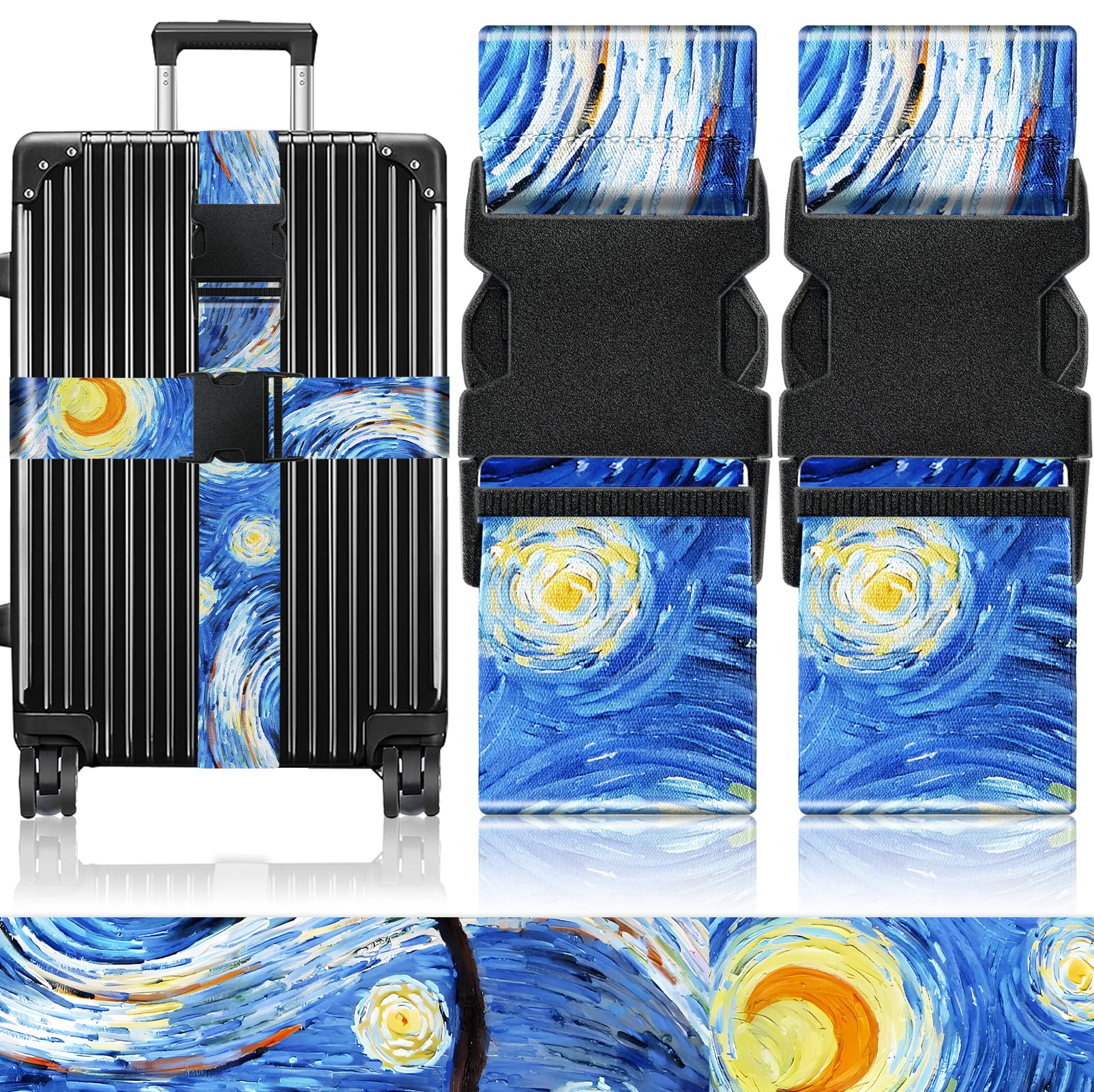 Slohif Luggage Straps for Suitcases Travel Belt Accessories Luggage Connector Identifiers Over Handle with Buckle Unique Nylon Adjustable Strap for