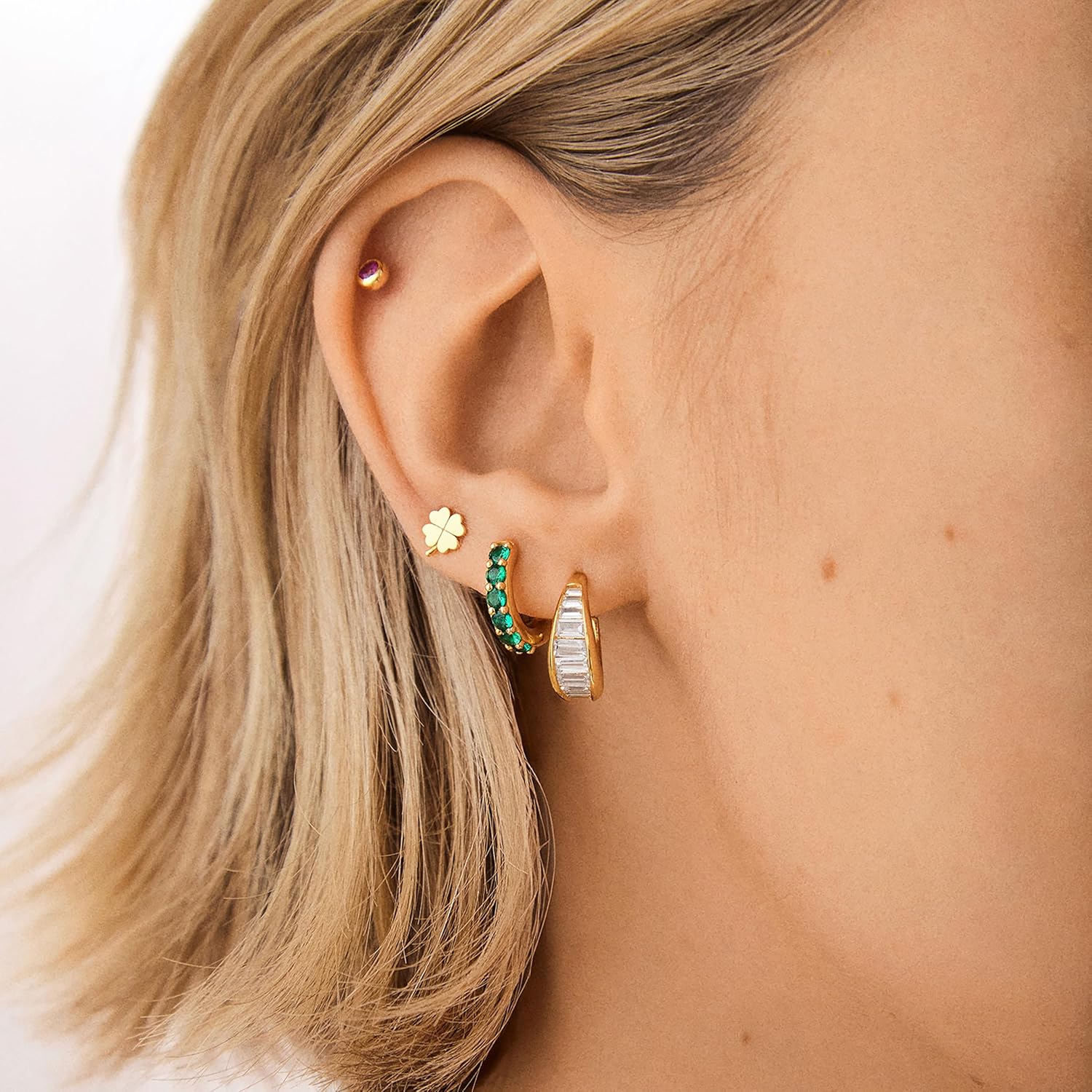 BaubleBar 18K Gold-Plated Sterling Silver Birthstone Huggie Earrings