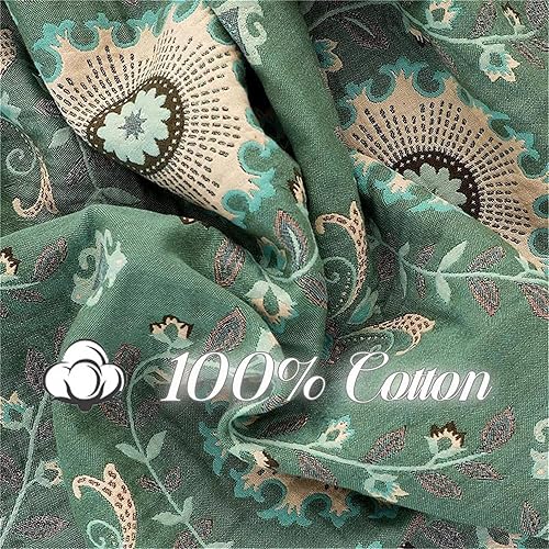 Miniatura 3 de MSGKV - Manta verde bohemiamexicana 100 % algodón de muselina suave y ligera para picnic o viaje, sofá cama, dormitorio, sala de estar, decoración,