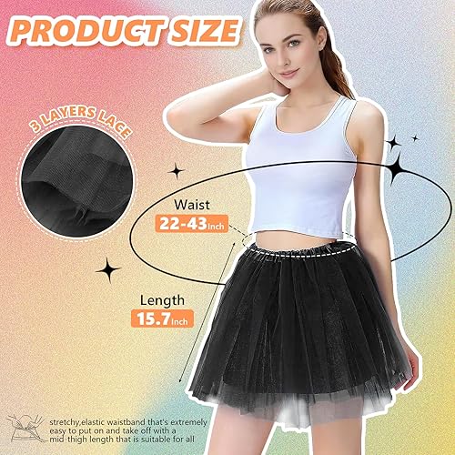 Vista 2 de Tutús para mujeres adultas, faldas de tul tutú para mujeres, disfraces para mujeres, 3 capas, faldas tutú para niñas, adolescentes, Halloween, correr