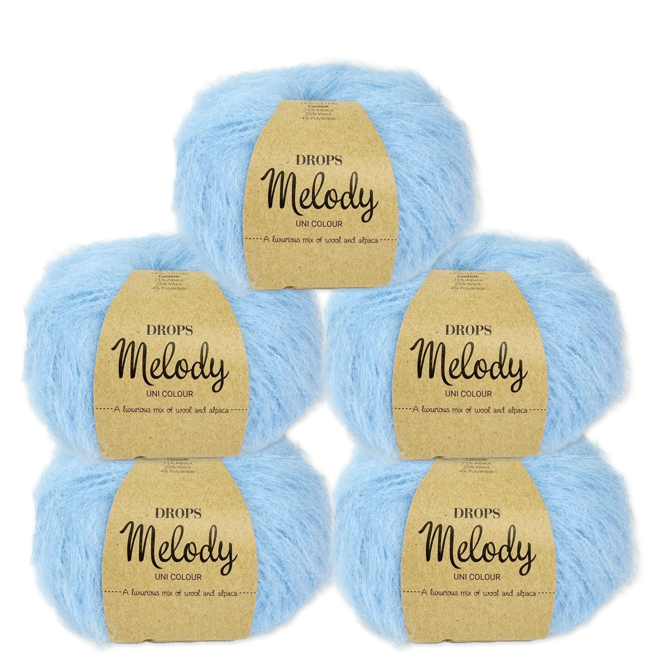 Fridas Wollhaus Drops Alpaka-Schurwolle Garn – Superweich, 5 Knäuel Je 50g, Farbe Dunkel Jeansblau