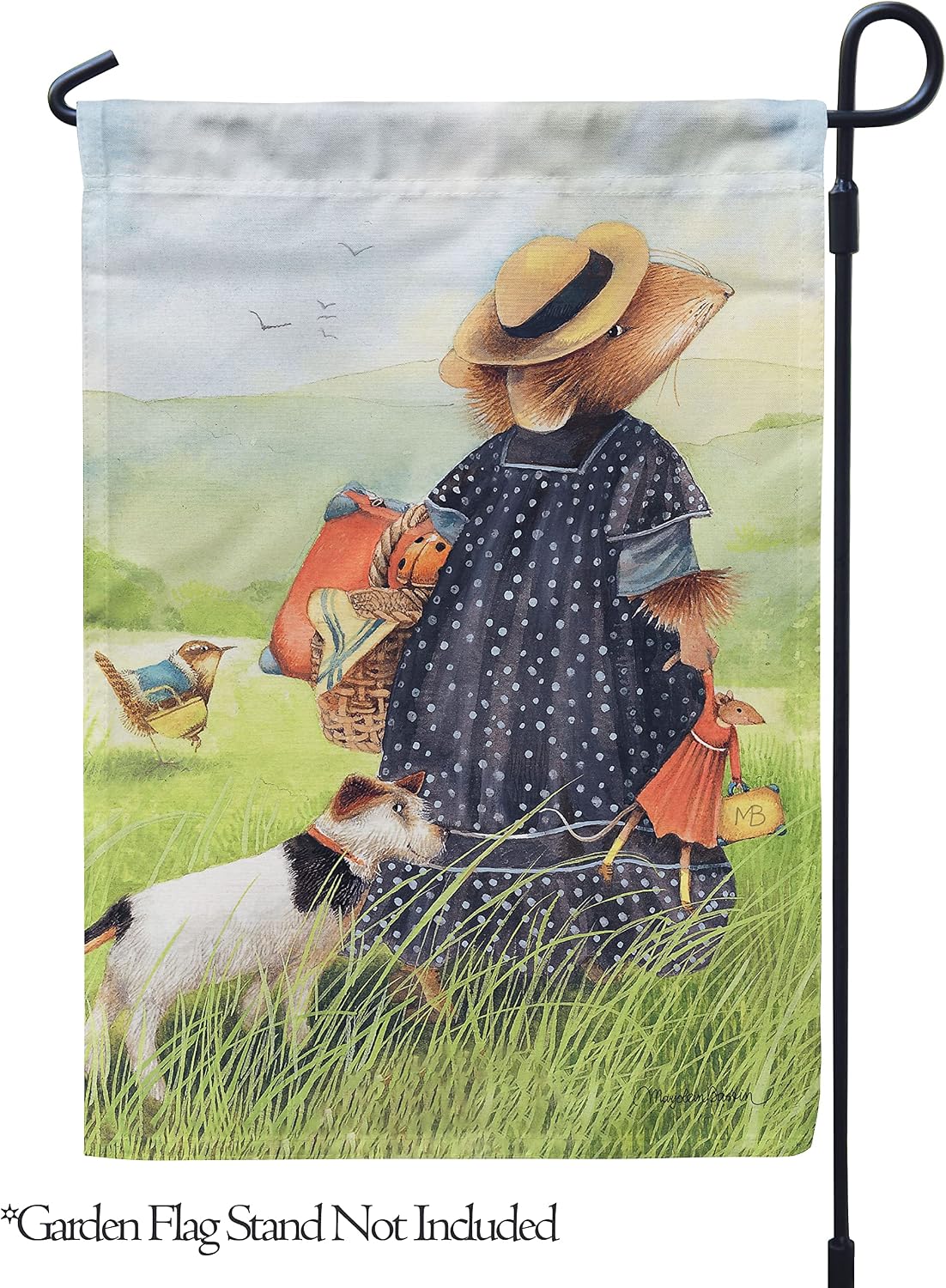 Flagology.com, Marjolein Bastin Saar and Vera the Mouse Journey – Garden Flag 12.5" x 18", Outdoor Flag, Exclusive Premium Fabric, Spring
