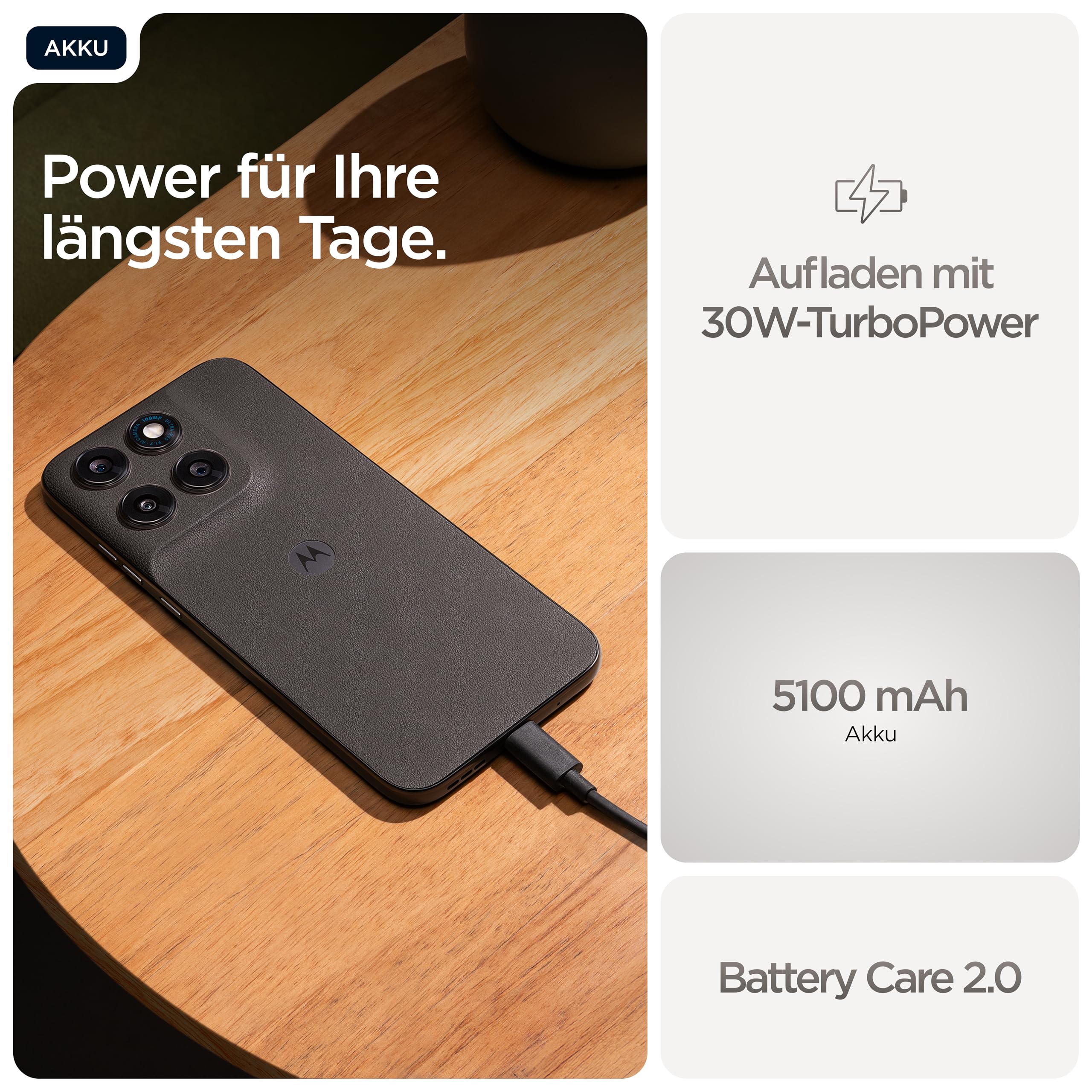 Motorola Moto g77 5G Smartphone (6,78“-Super-HD-Display mit Corning Gorilla Glas 7i, Sturz- und Kratzschutz, 108-MP-Kamera, 8/256GB, 5100 mAh, Android 16) Pantone Black Olive