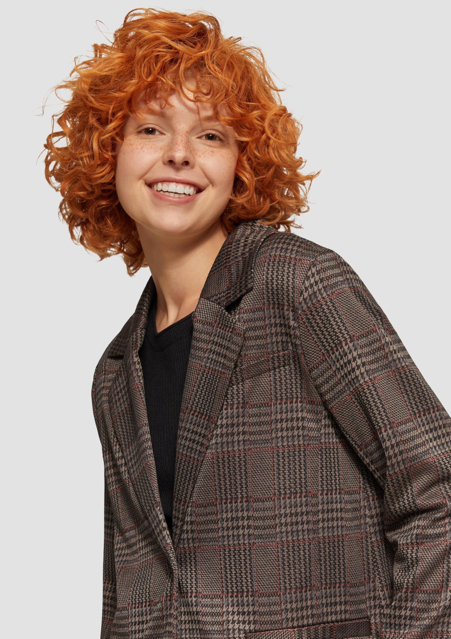 QS Karierter Blazer aus Viskosemix
