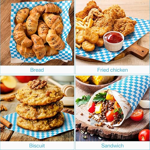 Miniatura 20 de Spakon 1000 hojas de papel encerado para alimentos de 12 x 12 pulgadas a cuadros encerados secos para envolver sándwich, revestimientos de cestas