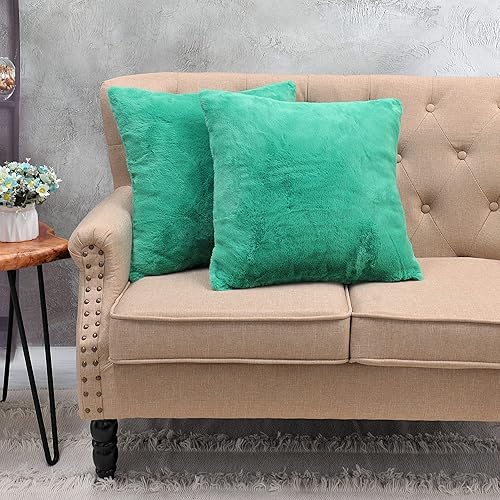 Miniatura 2 de Home Soft Things Juego de 2 fundas de almohada de piel sintética maciza, 20.0 x 20.0in, Umber, blanco decorativo suave y acogedor, mullido, fundas