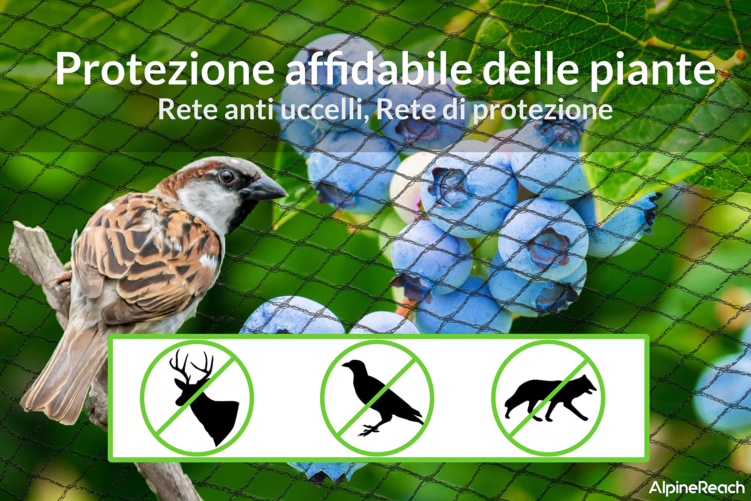 AlpineReach Rete da giardino, 2 m x 20 m, extra resistente, per proteggere piante e alberi da frutto contro animali e recinzioni di cervi, riutilizzabile, con fascette per cavi, verde