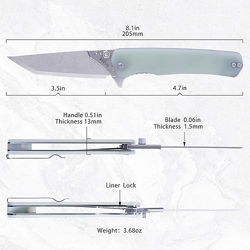 Miniatura 6 de Cuchillo plegable de bolsillo, 4 cuchillas reemplazables, hoja de acero 440 de 3.5 pulgadas, mango G10, cuchillo EDC con clip de bolsillo para
