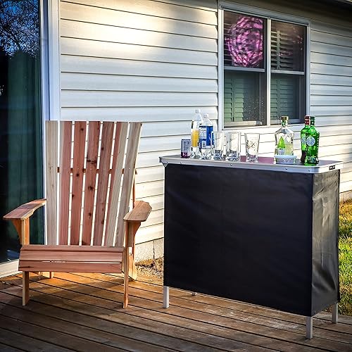 Miniatura 2 de Trademark Innovations Falda y estuche de transporte incluidos, mesa de bar portátil, 1 estante, color plateado