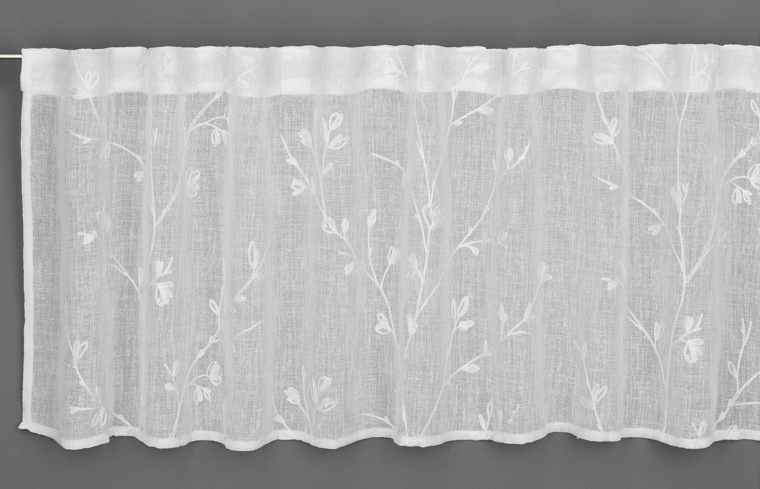 Sehlbach Bistrogardine Stickerei, Natur, 140 x 45 cm Bistrogardine, Florale Stickerei, Zeitloses Design, Transparenter Stoff, Einfache Dekoration