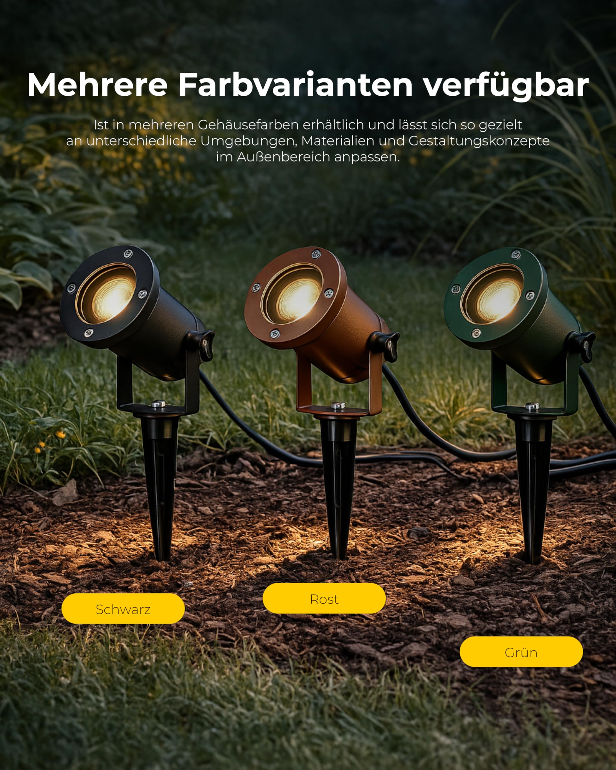 SLV NAUTILUS XL Erdspießleuchte – Außenleuchte für Garten, Terrasse, Wege & Teich | GU10, IP65, 11 W, mit Erdspieß & Stecker | 3er-Set | Schwarz