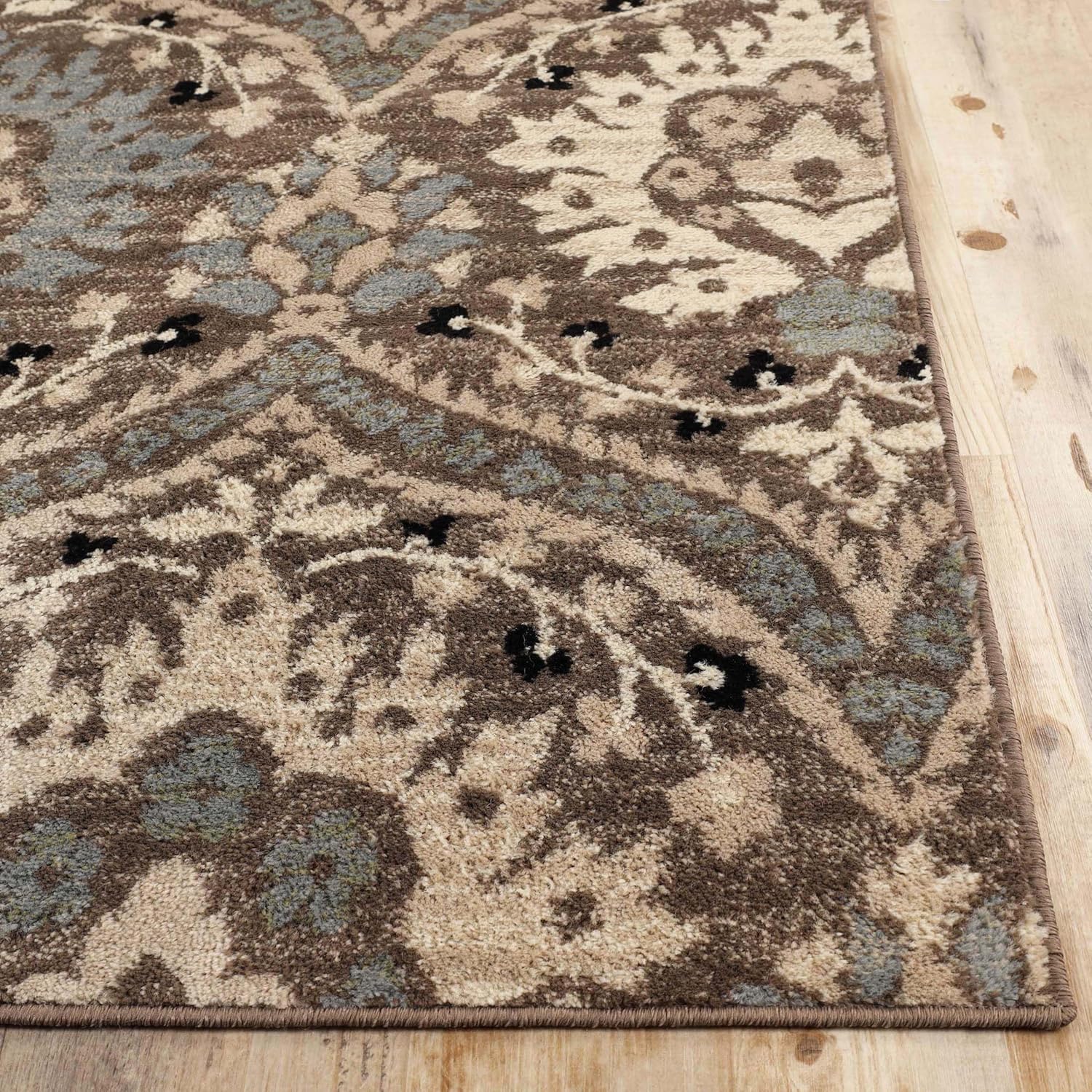 Superior Indoor Runner Rug, Jute Backing, Modern Aesthetic, Vintage Floral Oriental Rugs, Home Decor for Entry, Dining, Kitchen, Dorm, Augusta Collection, 2' 7" x 12', Light Blue