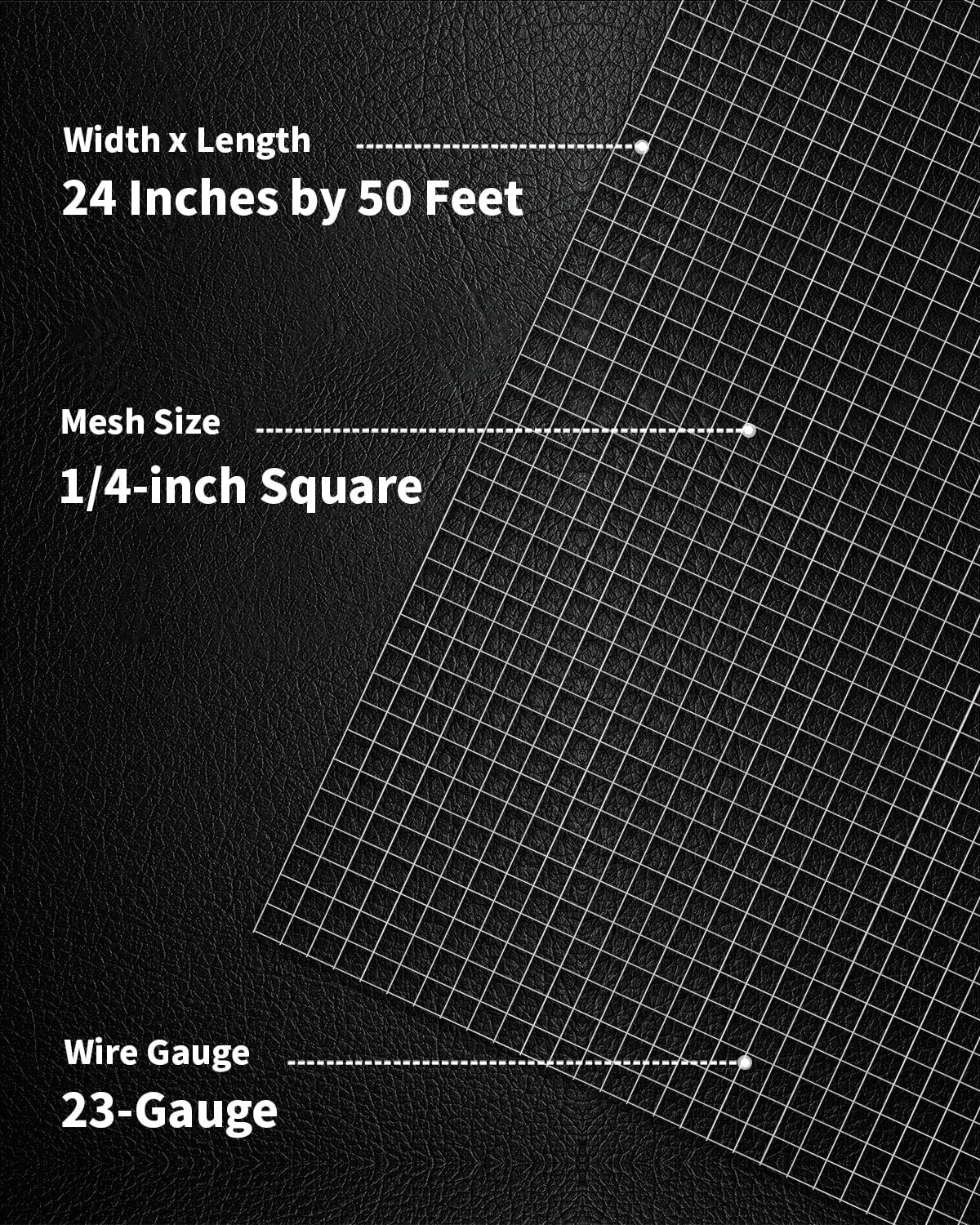 Hardware Cloth 1/4 inch 24 x 50 Ft 23 Gauge - Hot-Dip Galvanized After Welding - Chicken Wire Fencing Wire Mesh Roll Welded Wire Cloth Snake Fencing Gopher Wire Rat Wire