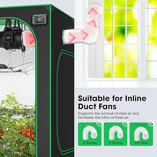 Miniatura 9 de VIVOSUN Kit de conductos de ventana, kit de sellado de ventana de CA portátil, compatible con conductos de 4 pulgadas6 pulgadas y manguera de 5.9