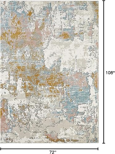 Miniatura 10 de Abani Porto Collection - Alfombra contemporánea rectangular de 3 x 5 pies, color beige turco y naranja, estilo envejecido