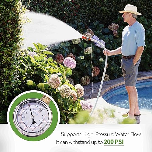 Miniatura 7 de 1 conector de manguera de jardín con válvula en Y de 2 vías, cuerpo de latón sin plomo, adaptador divisor de rosca MHT de 34 pulgadas + 2 arandelas