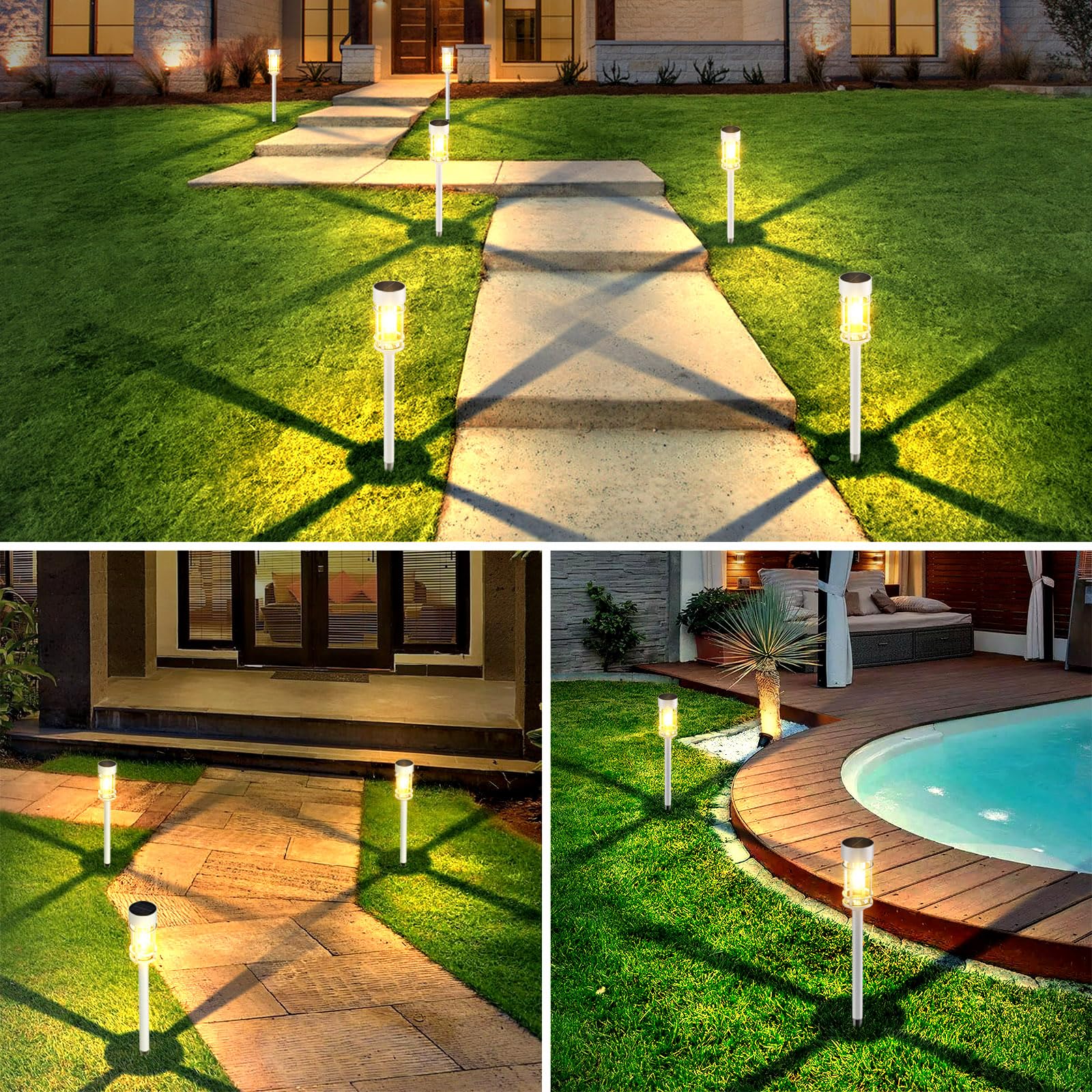 Mancra Confezione da 8 luci solari per vialetti, colore: bianco