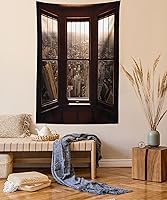 Vista 34 de Ambesonne Tapiz de naturaleza, silueta de oso salvaje en el bosque de la selva en la noche oscura, ilustración para colgar en la pared para Verde