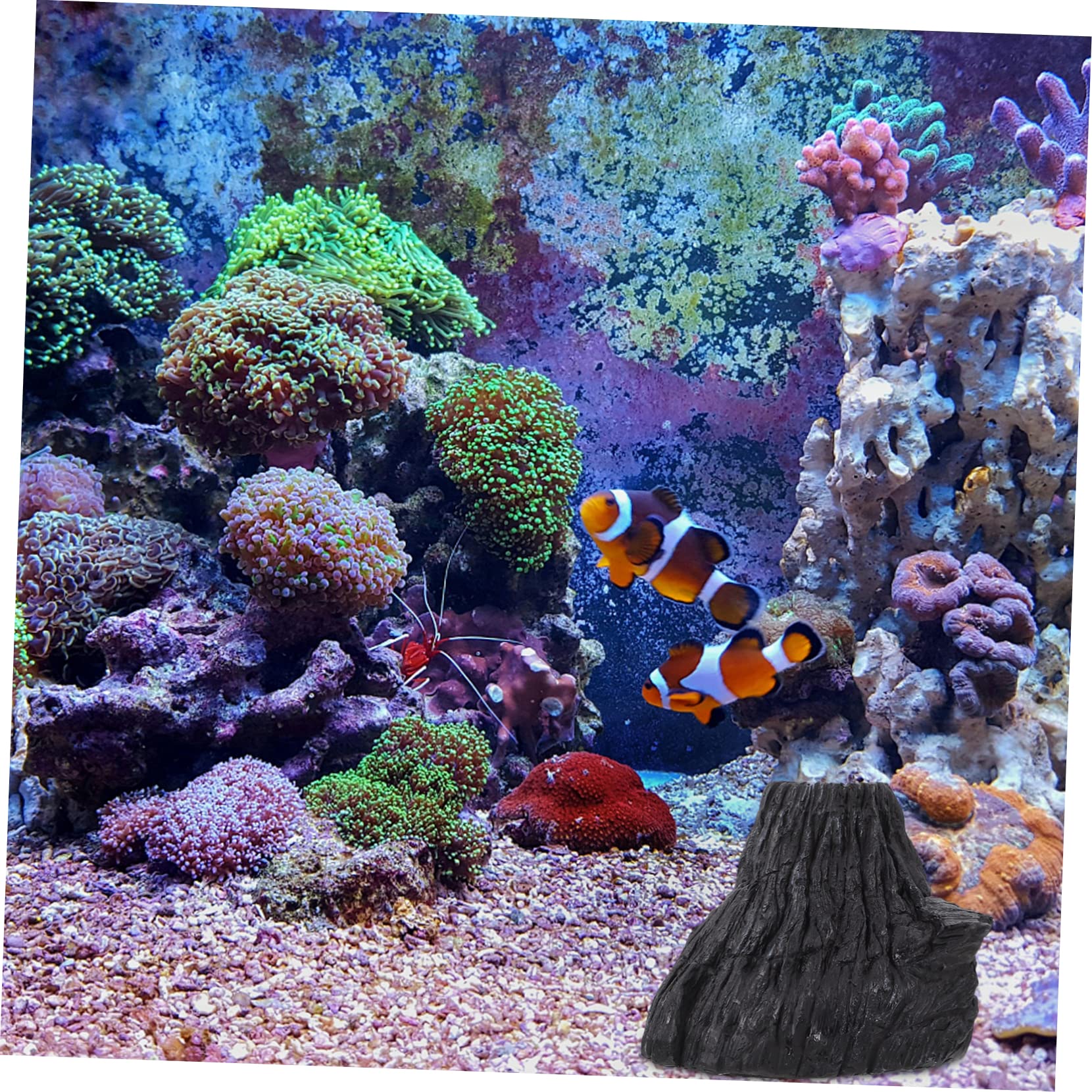 YARNOW 3 Pièces Décoration D'aquarium De Humidificateur Pierre à Air D'aquarium Ornement D'aquarium D'aquarium Volcanique Étang Grotte Black Résine