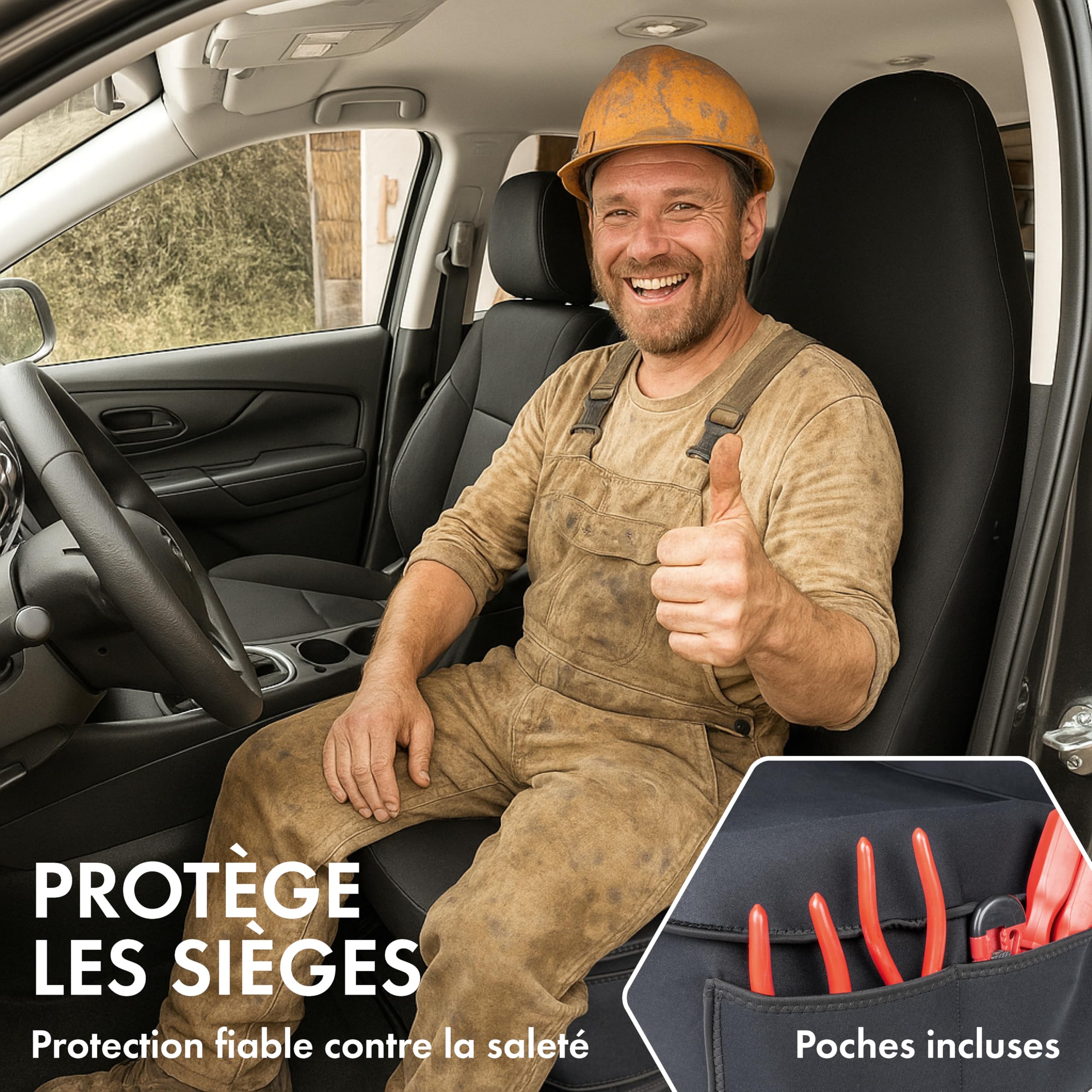 Walser Housse de siège Auto néoprène, Protection de siège Auto étanche, Housse de Protection Universelle pour Voiture/Camion, Noir