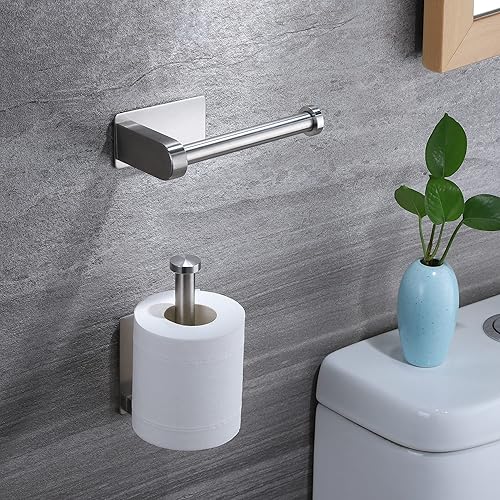 Miniatura 4 de YIGII Soporte de papel higiénico  Soporte autoadhesivo para papel higiénico para baño, paquete de 2 soportes para pañuelos, acero inoxidable SUS304