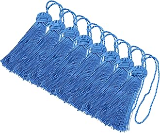 BEL AVENIR 8 Pcs Set Elegant Polyester Key Tassel Colorful Craft Tassels Charms Key Tassel for Christmas Tree DIY Craft Garland Project Wedding Home Party Decorations (Royal Blue)